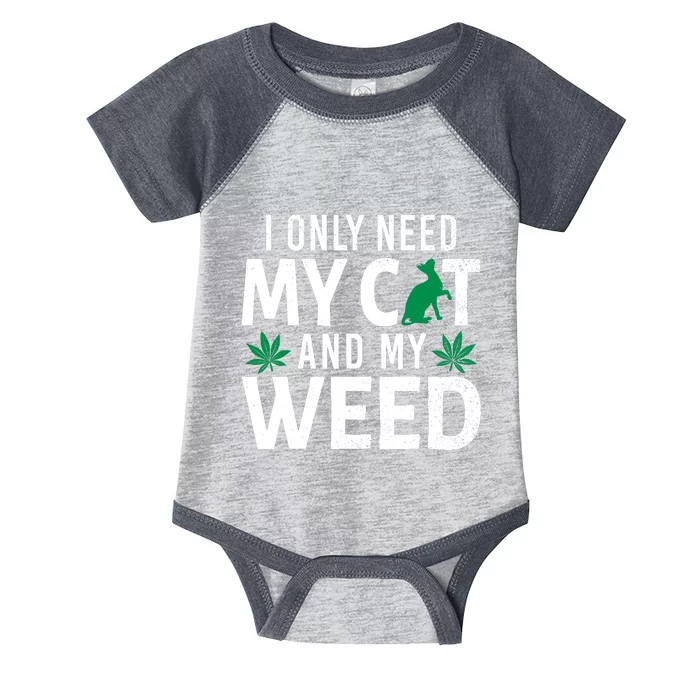 I Only Need My Cat And My Weed Funny Marijuana Pot Smoker Infant Baby Jersey Bodysuit