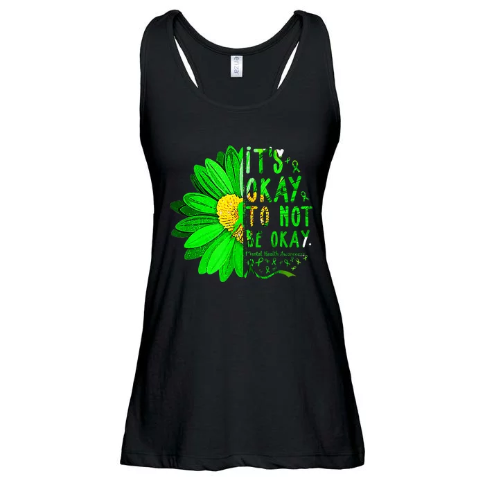 ItS Okay Not Be Green Ribbon Sunflower Mental Health Ladies Essential Flowy Tank