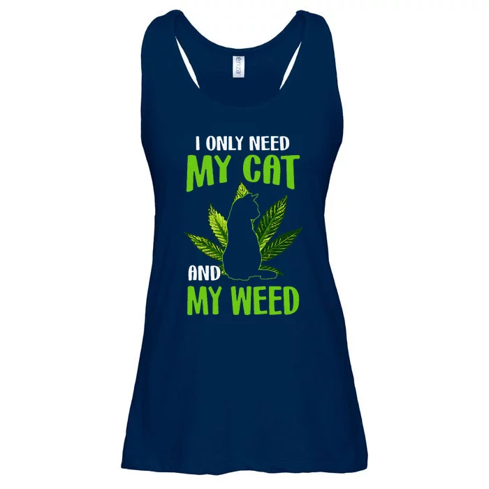 I Only Need My Cat And My Weed Funny Cat Lover Ladies Essential Flowy Tank