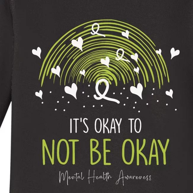 Its Ok Not To Be Ok Mental Health Awareness Green Ribbon Baby Long Sleeve Bodysuit