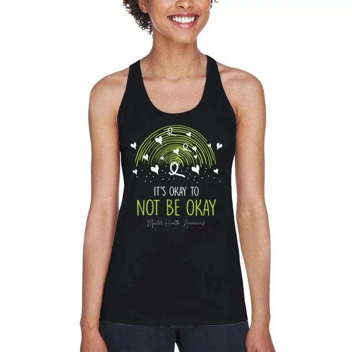 Its Ok Not To Be Ok Mental Health Awareness Green Ribbon Women's Racerback Tank