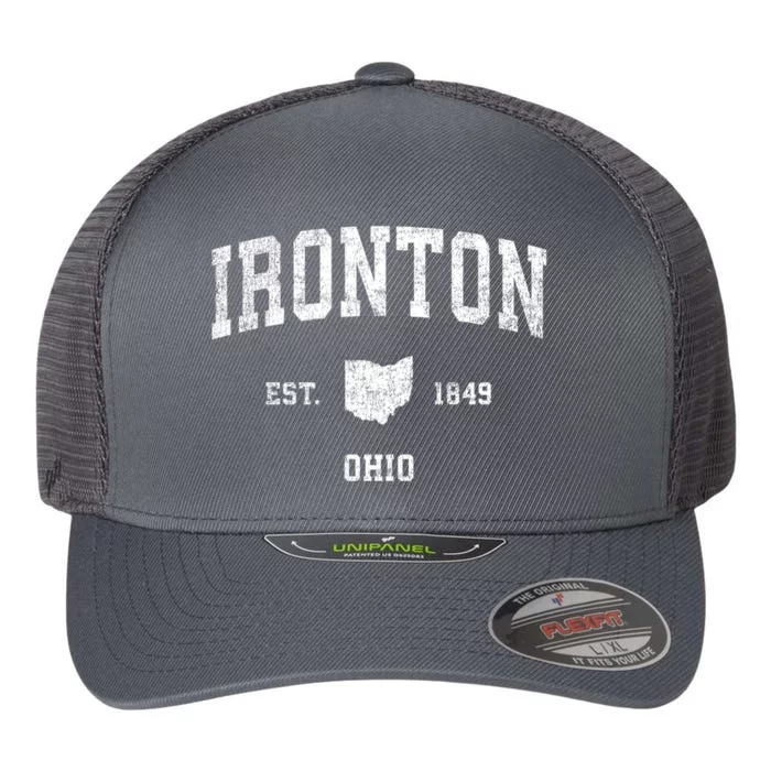 Ironton Ohio Oh Vintage Established Sports Design Flexfit Unipanel Trucker Cap