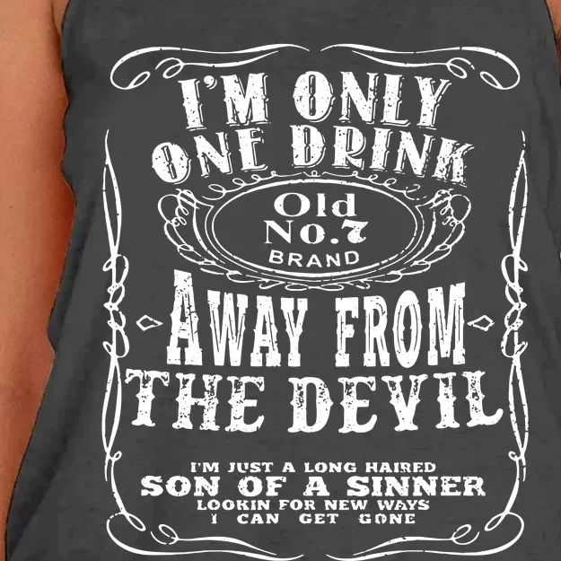 IM Only One Drink Away From The Devil Women's Knotted Racerback Tank