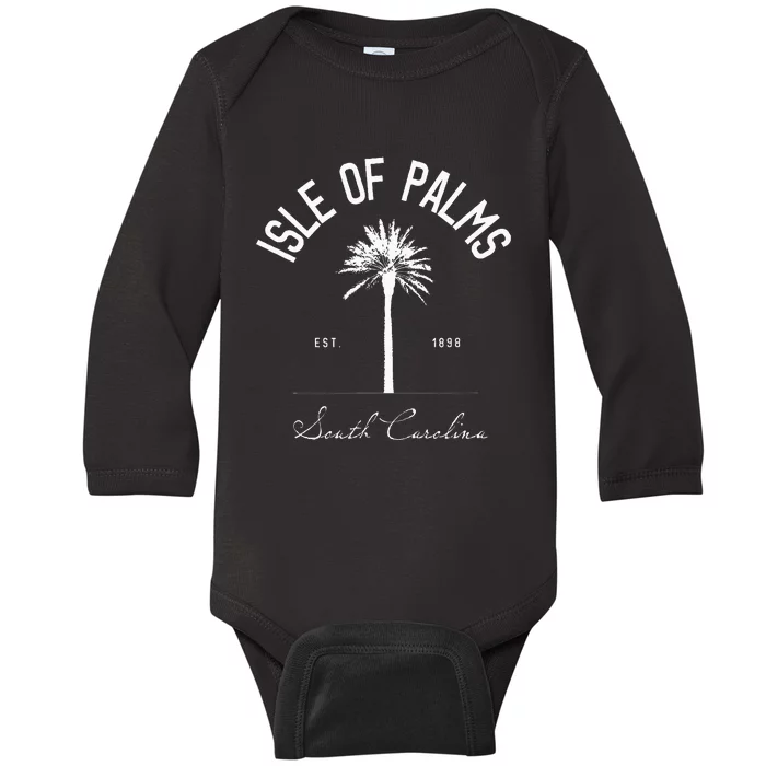 Isle Of Palms Sc Palm Tree Isle Of Palms Beach Gift Baby Long Sleeve Bodysuit