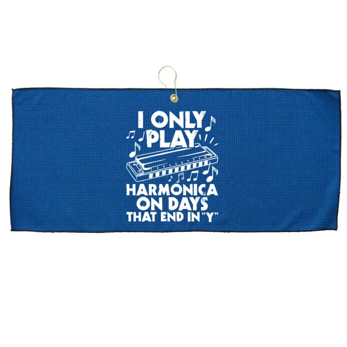 I Only Play Harmonica On Days That End In Y - Harmonicist Large Microfiber Waffle Golf Towel