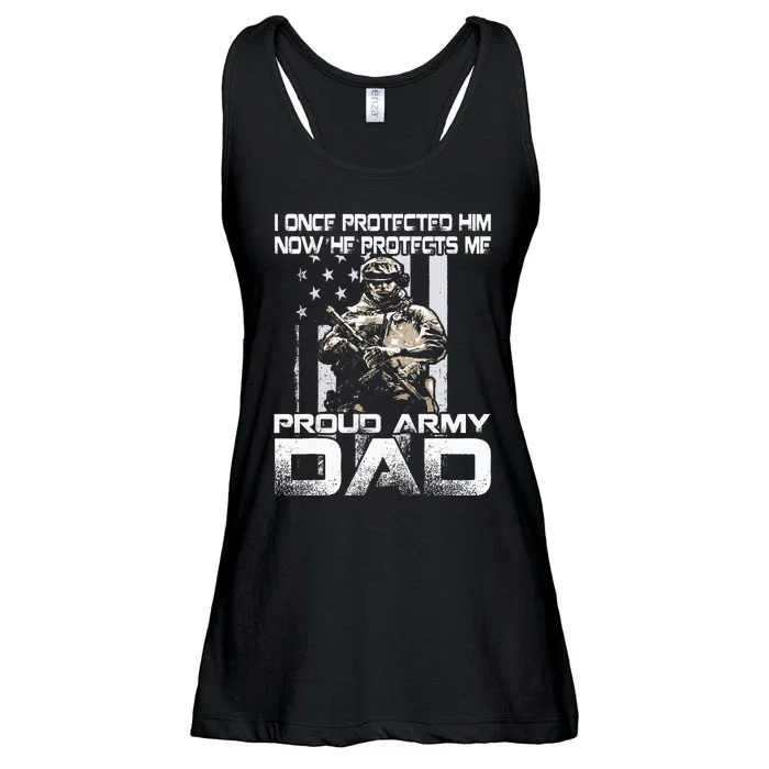 I Once Protected Him Now He Protects Me Proud Army Dad Ladies Essential Flowy Tank