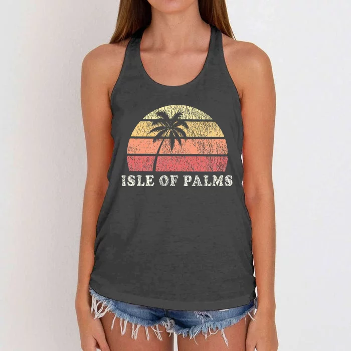 Isle Of Palms Sc Vintage 70s Retro Throwback Design Women's Knotted Racerback Tank