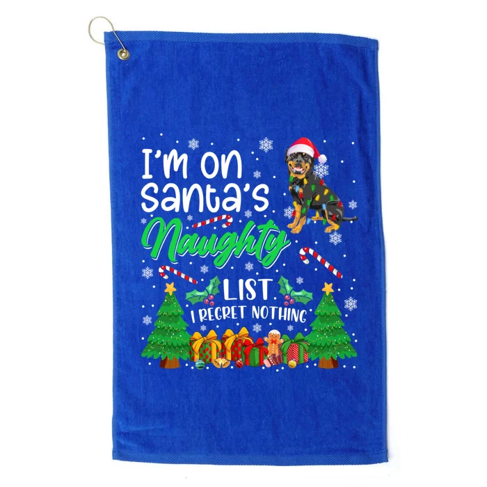 I'm On Santa's Naughty Cute Rottweiler Dog Lover Xmas Meaningful Gift Platinum Collection Golf Towel