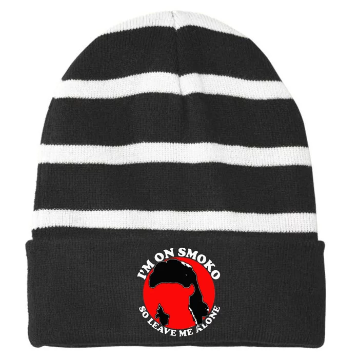 IM On Smoko Striped Beanie with Solid Band