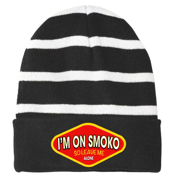 Im On Smoko The Chats Straya Party Striped Beanie with Solid Band