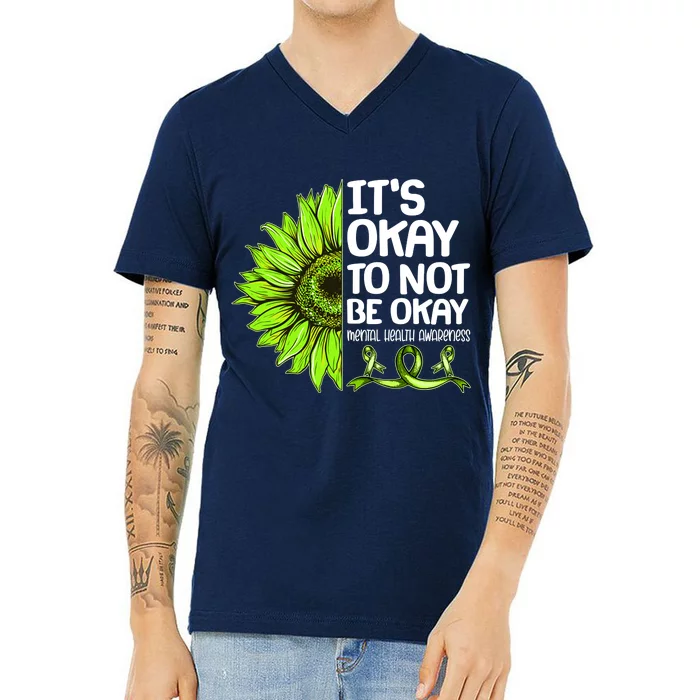 It's Okay To Not Be Okay Mental Health Awareness V-Neck T-Shirt