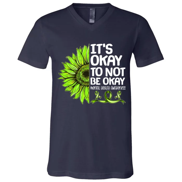 It's Okay To Not Be Okay Mental Health Awareness V-Neck T-Shirt