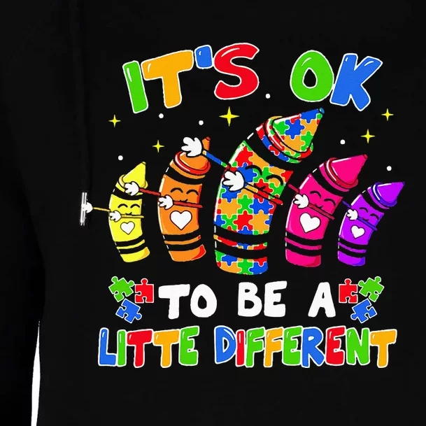 its ok to be a litte different dabbing crayon autism Womens Funnel Neck Pullover Hood