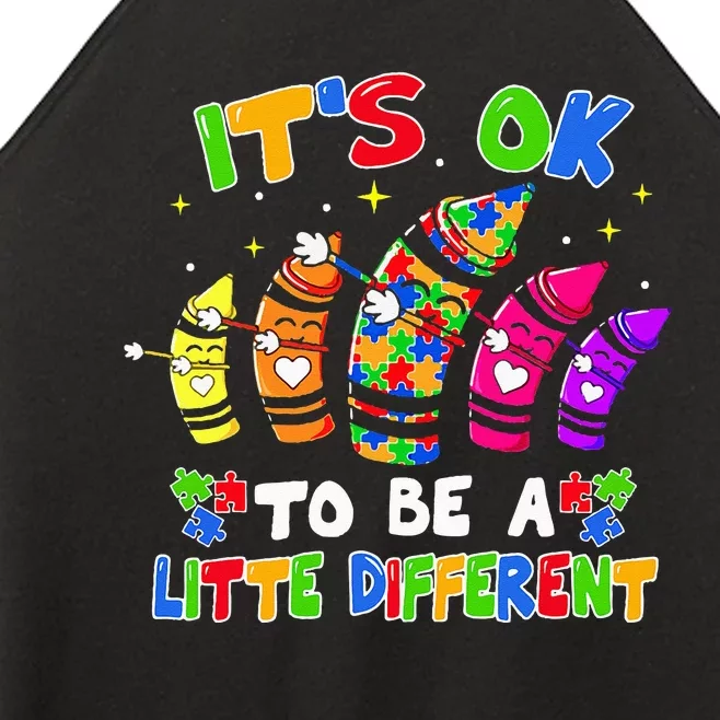 its ok to be a litte different dabbing crayon autism Women’s Perfect Tri Rocker Tank