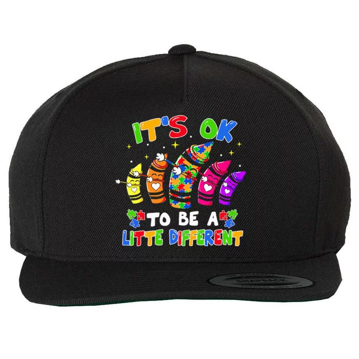 its ok to be a litte different dabbing crayon autism Wool Snapback Cap