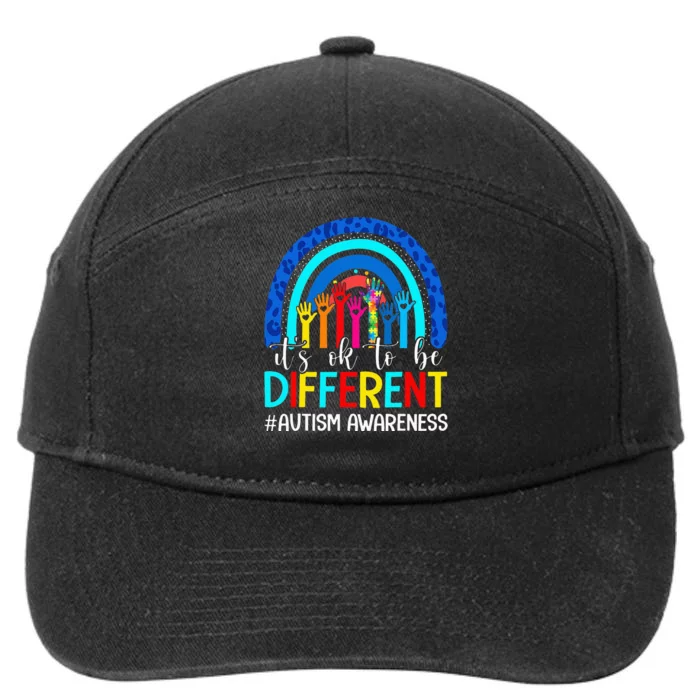 It's Ok To Be Different Autism Awareness Leopard Rainbow 7-Panel Snapback Hat