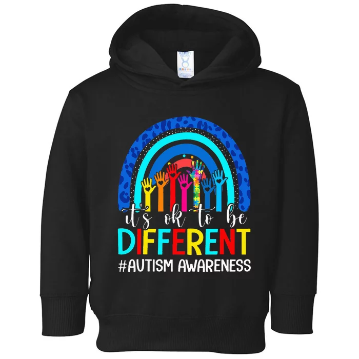 It's Ok To Be Different Autism Awareness Leopard Rainbow Toddler Hoodie