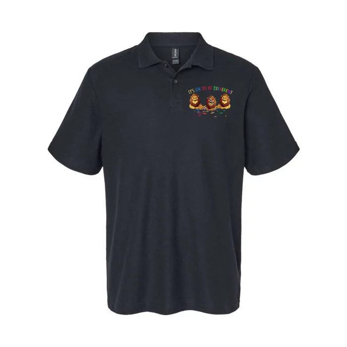 It's Ok To Be Different Lion Autism Awareness Softstyle Adult Sport Polo