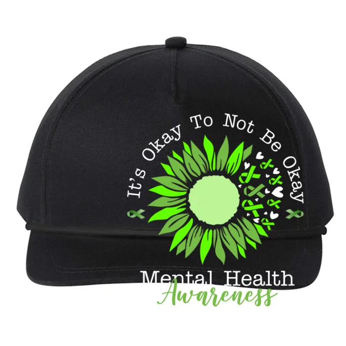 Its Okay To Not Be Okay Mental Health Awareness Sunflower Ribbon Snapback Five-Panel Rope Hat