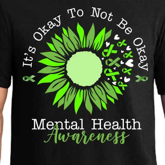 Its Okay To Not Be Okay Mental Health Awareness Sunflower Ribbon Pajama Set