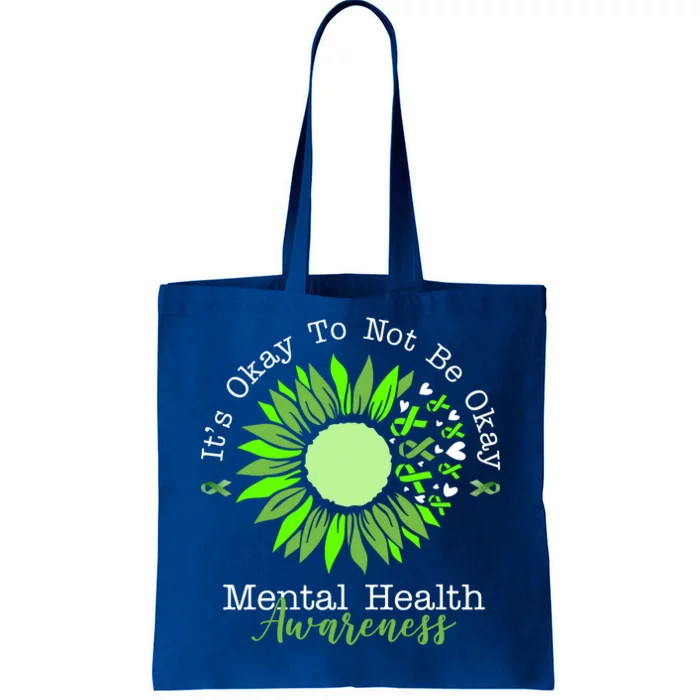 Its Okay To Not Be Okay Mental Health Awareness Sunflower Ribbon Tote Bag