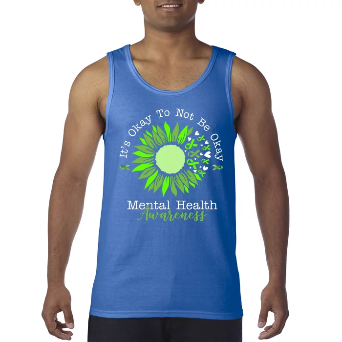 Its Okay To Not Be Okay Mental Health Awareness Sunflower Ribbon Tank Top