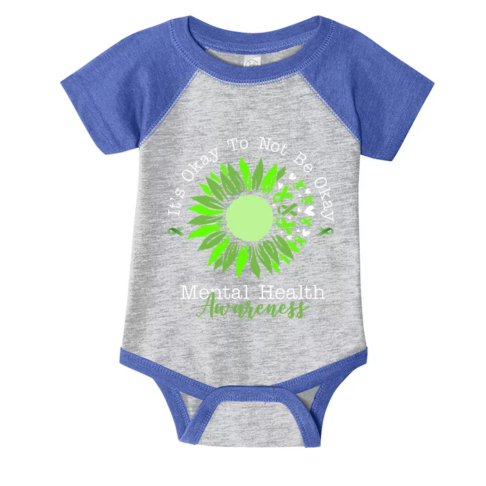 Its Okay To Not Be Okay Mental Health Awareness Sunflower Ribbon Infant Baby Jersey Bodysuit