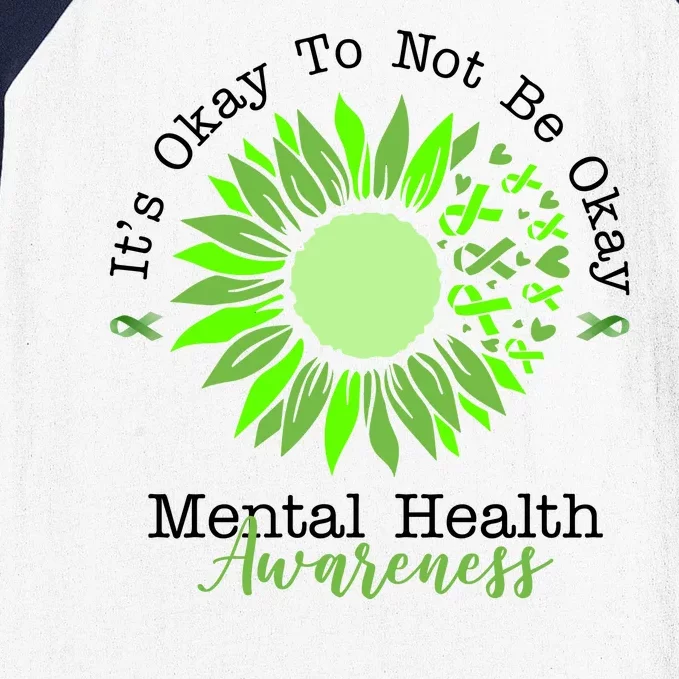 Its Okay To Not Be Okay Mental Health Awareness Sunflower Ribbon Baseball Sleeve Shirt