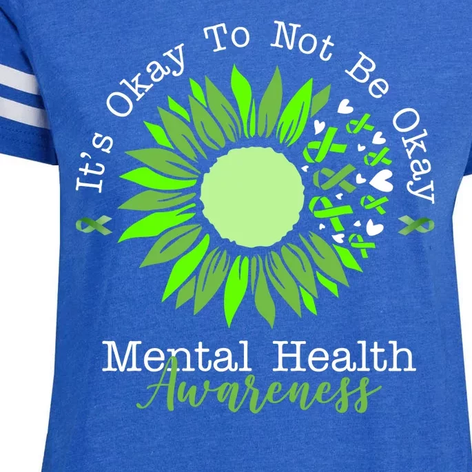 Its Okay To Not Be Okay Mental Health Awareness Sunflower Ribbon Enza Ladies Jersey Football T-Shirt