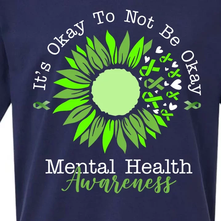 Its Okay To Not Be Okay Mental Health Awareness Sunflower Ribbon Sueded Cloud Jersey T-Shirt