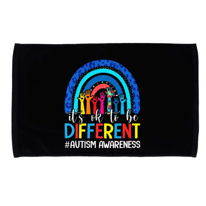 It's Ok To Be Different Autism Awareness Leopard Rainbow Microfiber Hand Towel