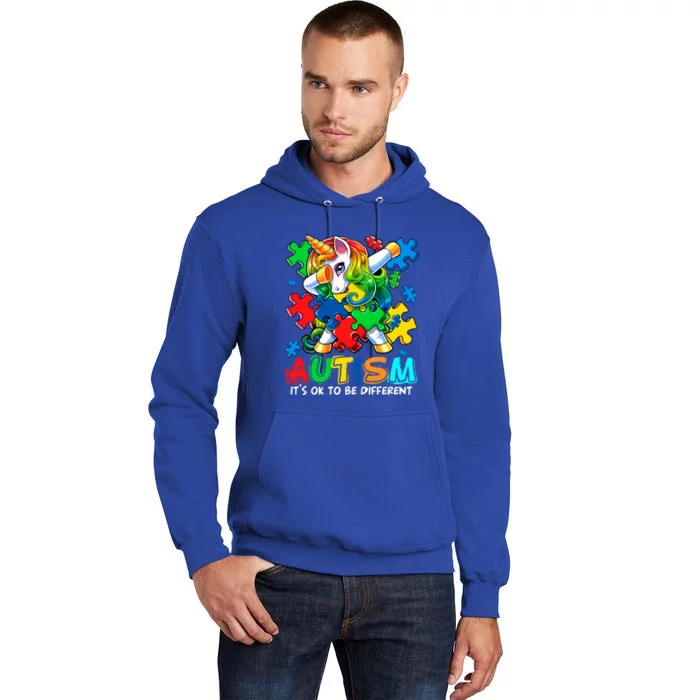 It’S Ok To Be Different Autism Awareness Dabbing Unicorn Meaningful Gift Tall Hoodie