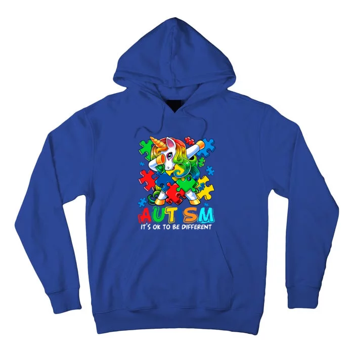 It’S Ok To Be Different Autism Awareness Dabbing Unicorn Meaningful Gift Tall Hoodie