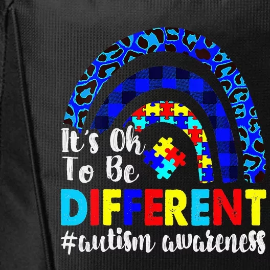 It's Ok To Be Different Autism Awareness Leopard Rainbow City Backpack