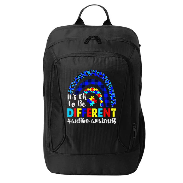 It's Ok To Be Different Autism Awareness Leopard Rainbow City Backpack