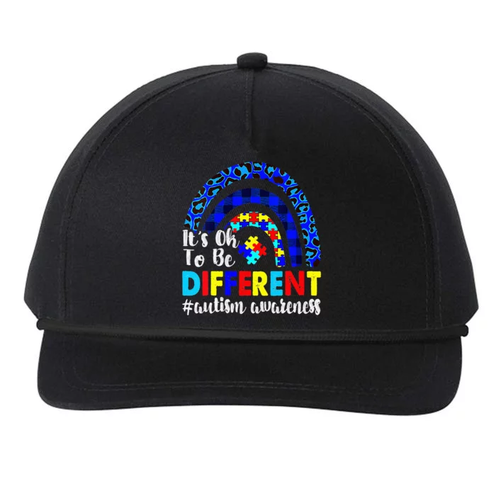 It's Ok To Be Different Autism Awareness Leopard Rainbow Snapback Five-Panel Rope Hat