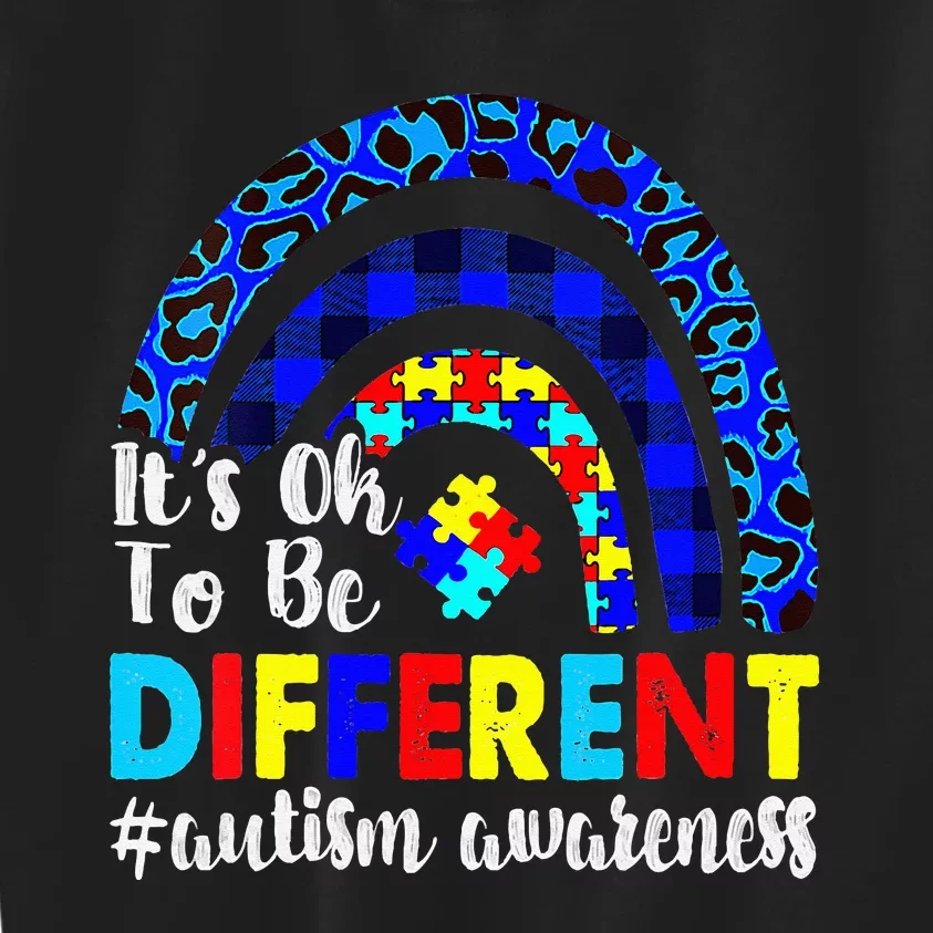 It's Ok To Be Different Autism Awareness Leopard Rainbow Kids Sweatshirt