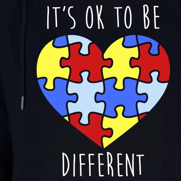 Its Ok To Be Different Autism Awareness Womens Funnel Neck Pullover Hood