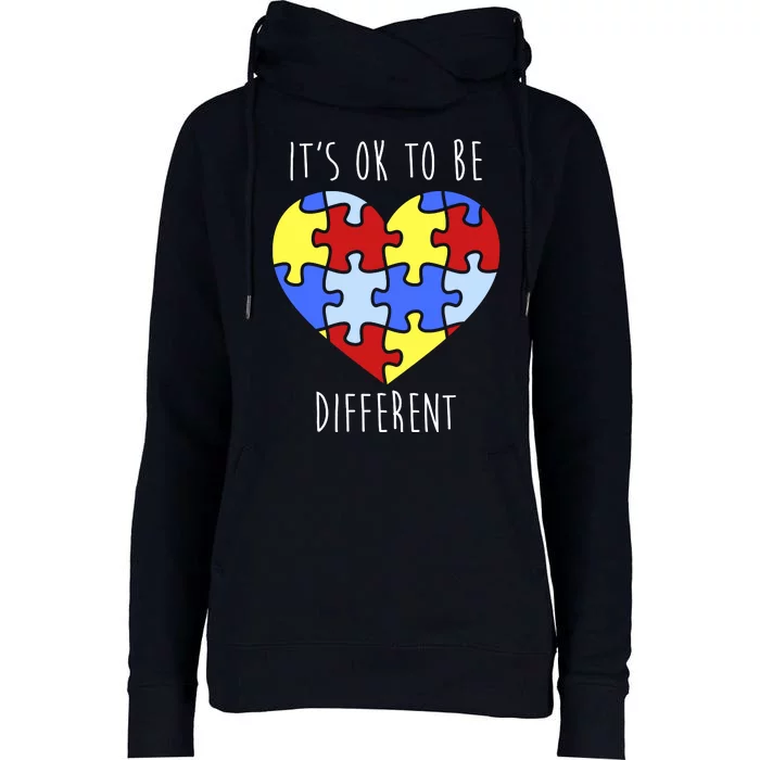 Its Ok To Be Different Autism Awareness Womens Funnel Neck Pullover Hood