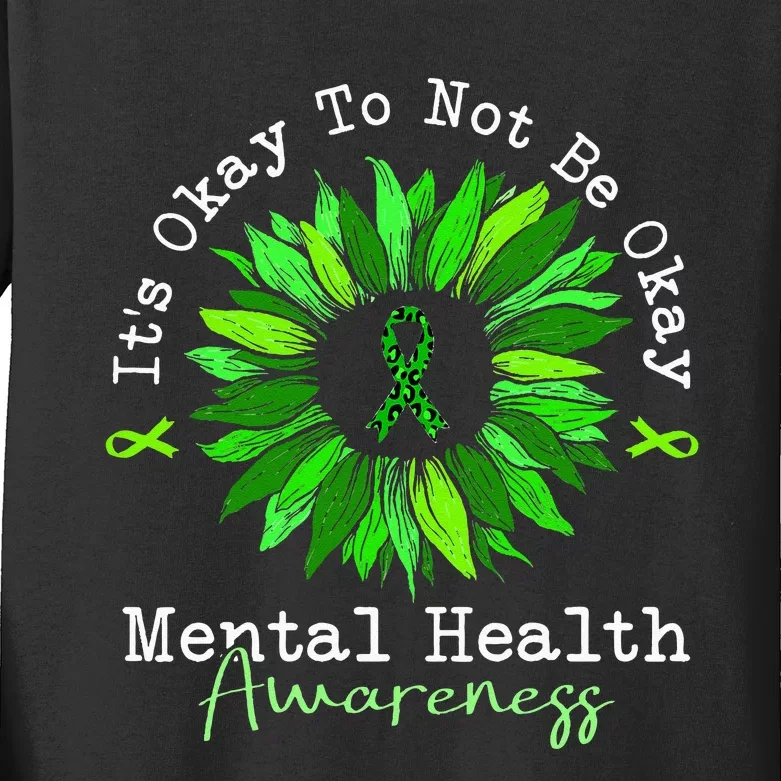 Its Okay To Not Be Okay Mental Health Awareness Ribbon Kids Long Sleeve Shirt