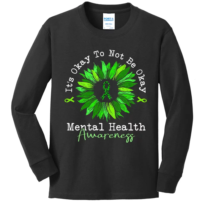 Its Okay To Not Be Okay Mental Health Awareness Ribbon Kids Long Sleeve Shirt