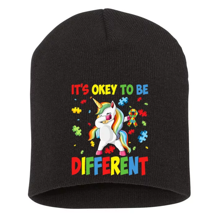 It's OK To Be Different Support Unicorn Autism Awareness Short Acrylic Beanie