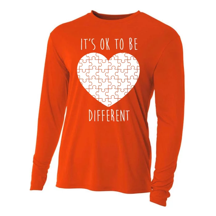 It's Ok To Be Different Autism Awareness Puzzle Heart Cooling Performance Long Sleeve Crew