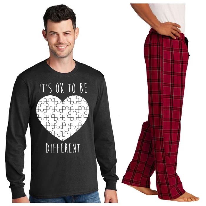 It's Ok To Be Different Autism Awareness Puzzle Heart Long Sleeve Pajama Set