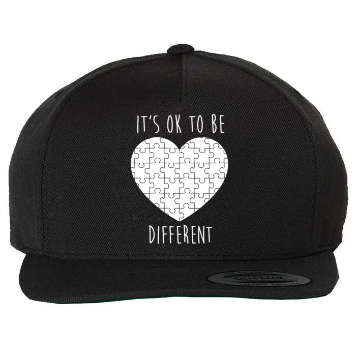 It's Ok To Be Different Autism Awareness Puzzle Heart Wool Snapback Cap