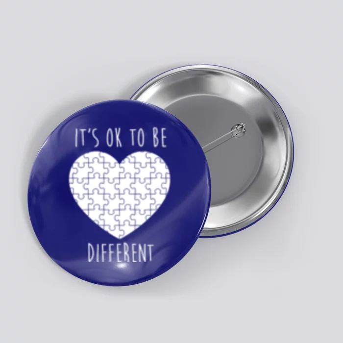 It's Ok To Be Different Autism Awareness Puzzle Heart Button