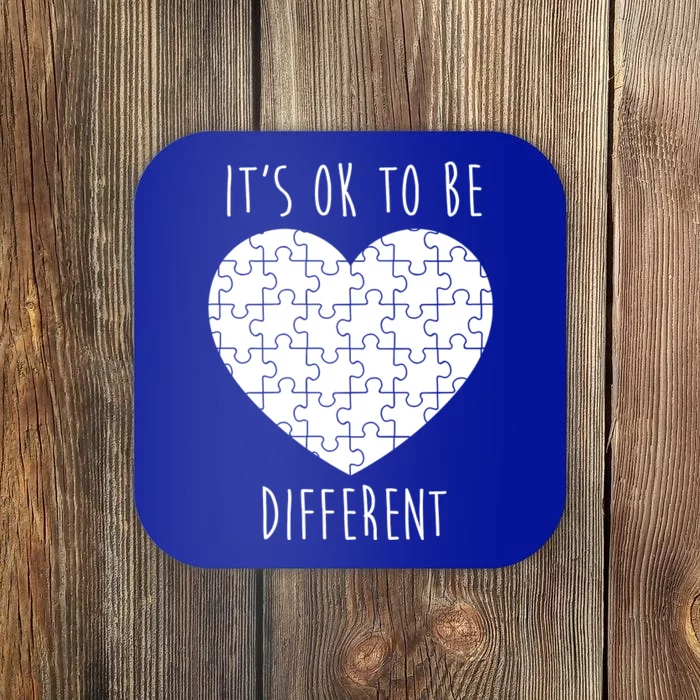 It's Ok To Be Different Autism Awareness Puzzle Heart Coaster