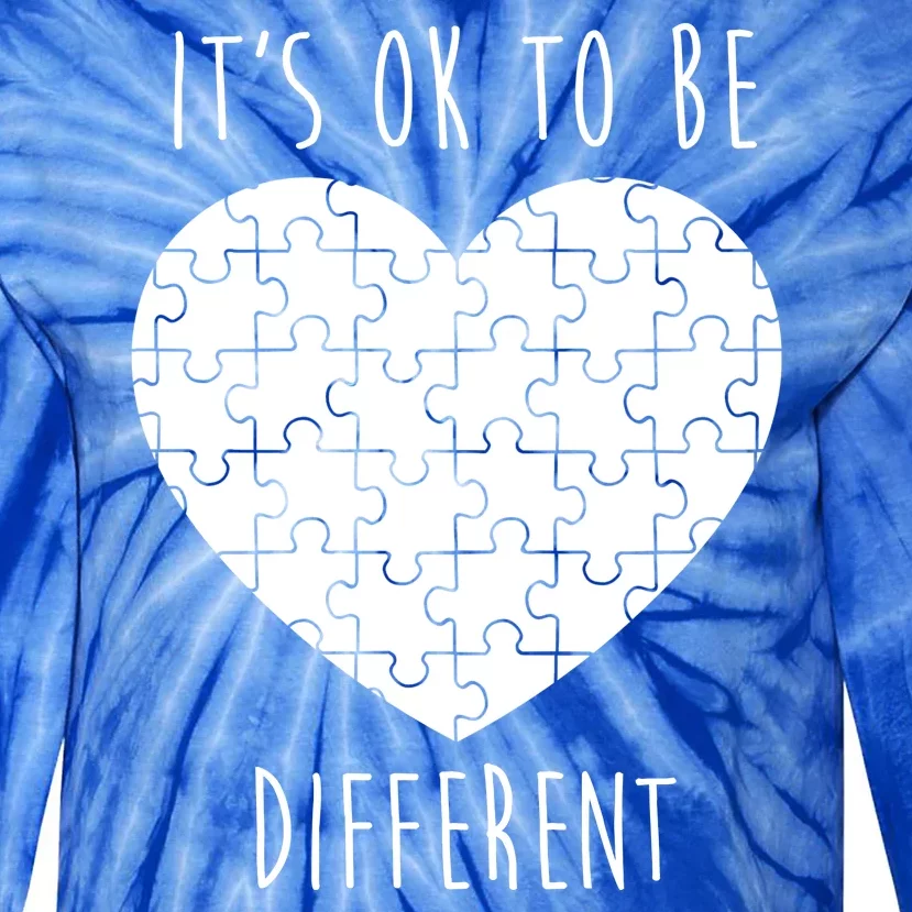 It's Ok To Be Different Autism Awareness Puzzle Heart Tie-Dye Long Sleeve Shirt