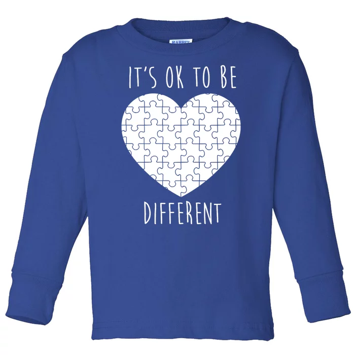 It's Ok To Be Different Autism Awareness Puzzle Heart Toddler Long Sleeve Shirt