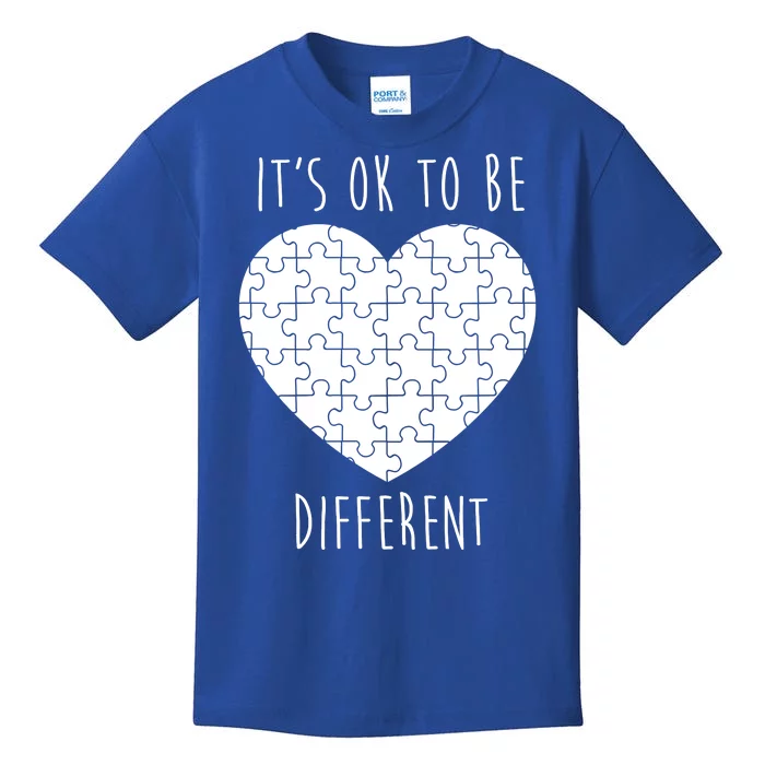 It's Ok To Be Different Autism Awareness Puzzle Heart Kids T-Shirt